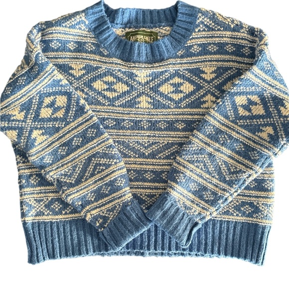 American Eagle Fair Isle Blue and White Sweater Woman's Size XS - Picture 4 of 11